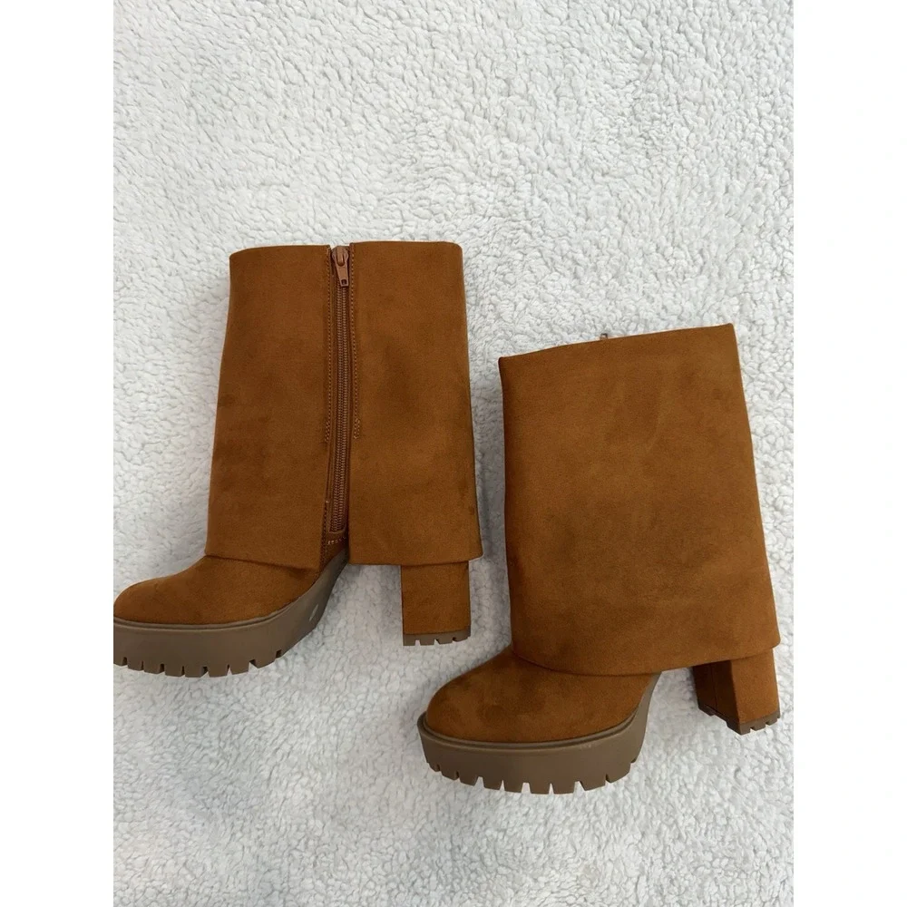 I.N.C. International Concepts Acelina Fold-Over Cuffed Booties 8 Y2K 70s